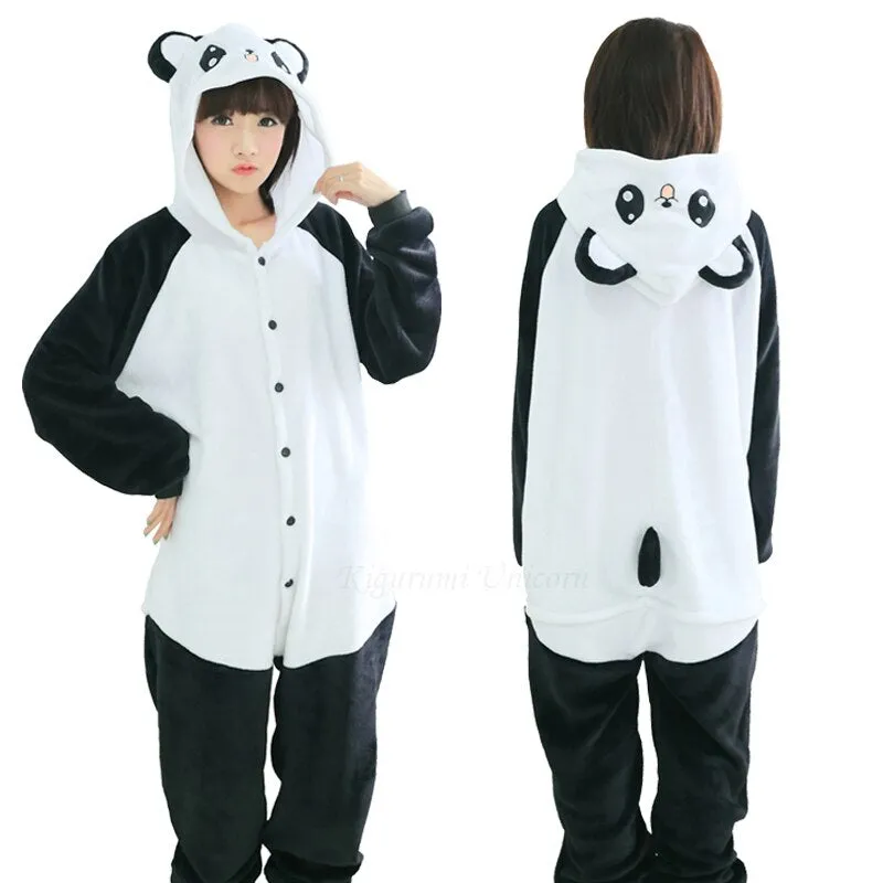 Winter Women Pajamas Kigurumi Unicorn Black Cat  Animal Star Onesies Adult Couple Costume Cosplay Flannel Plus Size Sleepwear