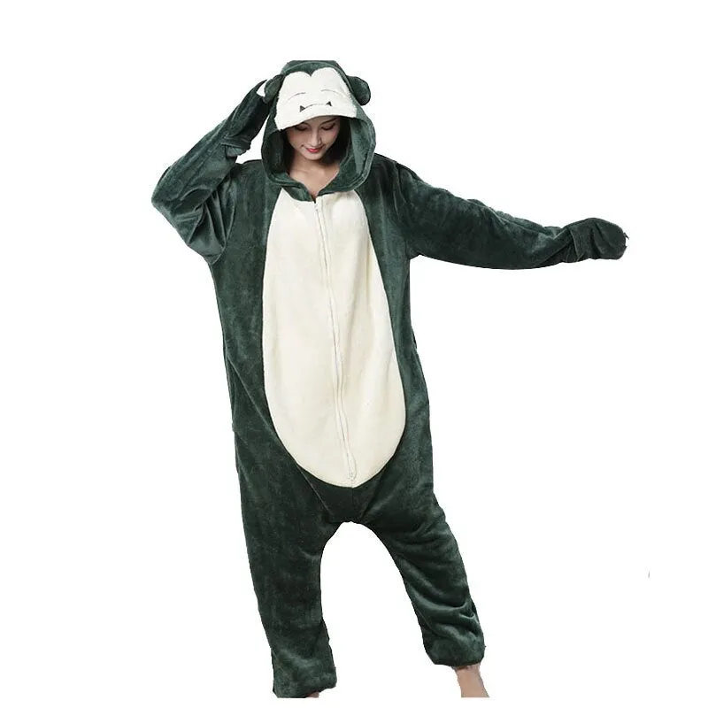 Women Pajamas Flannel Zippers Cartoon Kigurumi Onesie For Adult Men Animal One-Piece Pijamas Girls Cosplay Costume XXL 180-200CM