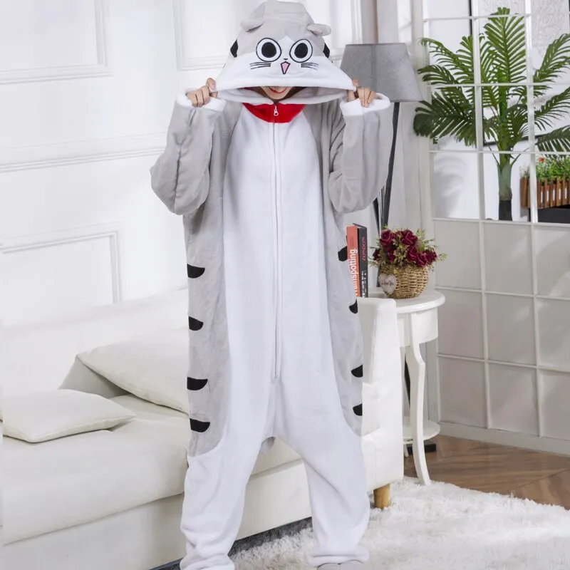 Women Pajamas Flannel Zippers Cartoon Kigurumi Onesie For Adult Men Animal One-Piece Pijamas Girls Cosplay Costume XXL 180-200CM