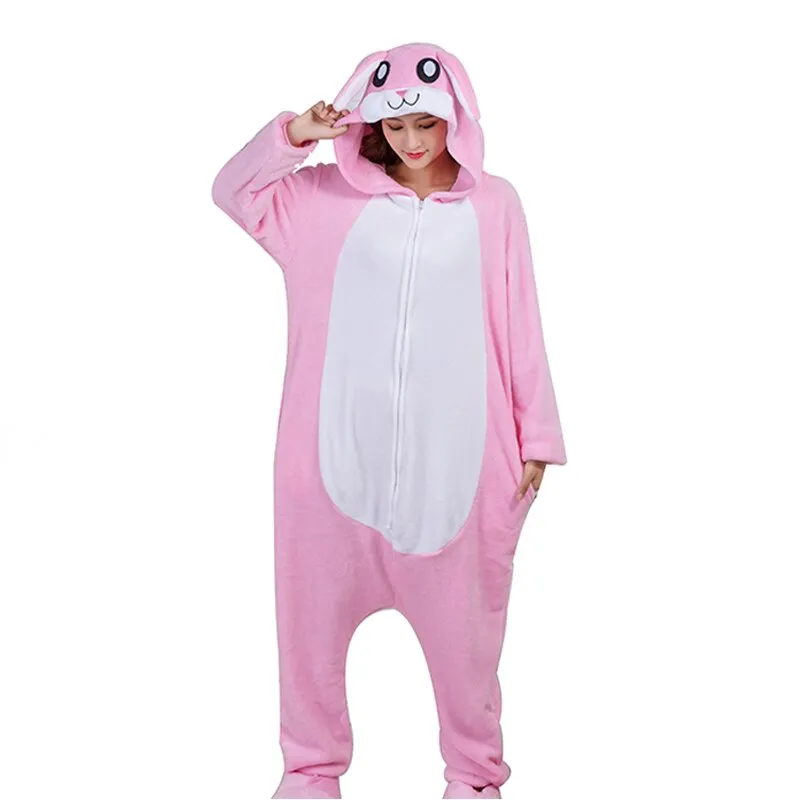 Women Pajamas Flannel Zippers Cartoon Kigurumi Onesie For Adult Men Animal One-Piece Pijamas Girls Cosplay Costume XXL 180-200CM