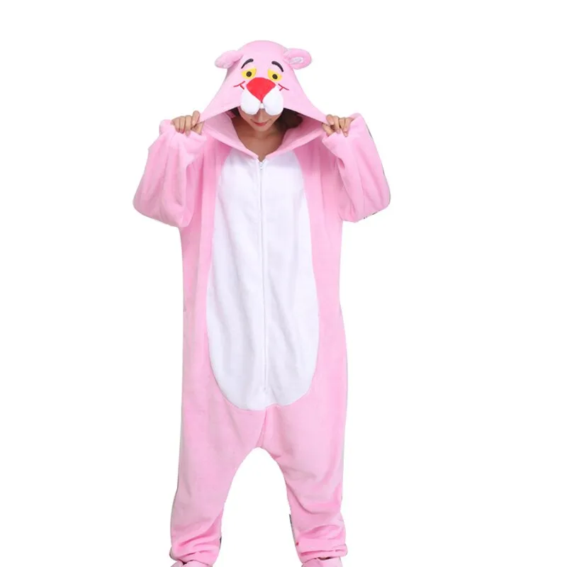 Women Pajamas Flannel Zippers Cartoon Kigurumi Onesie For Adult Men Animal One-Piece Pijamas Girls Cosplay Costume XXL 180-200CM