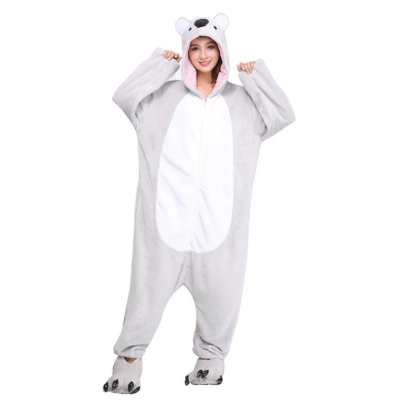 Women Pajamas Flannel Zippers Cartoon Kigurumi Onesie For Adult Men Animal One-Piece Pijamas Girls Cosplay Costume XXL 180-200CM