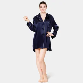 Women Silk Nightshirt Long Sleeve  Real Mulberry Silk Ladies Nightgowns
