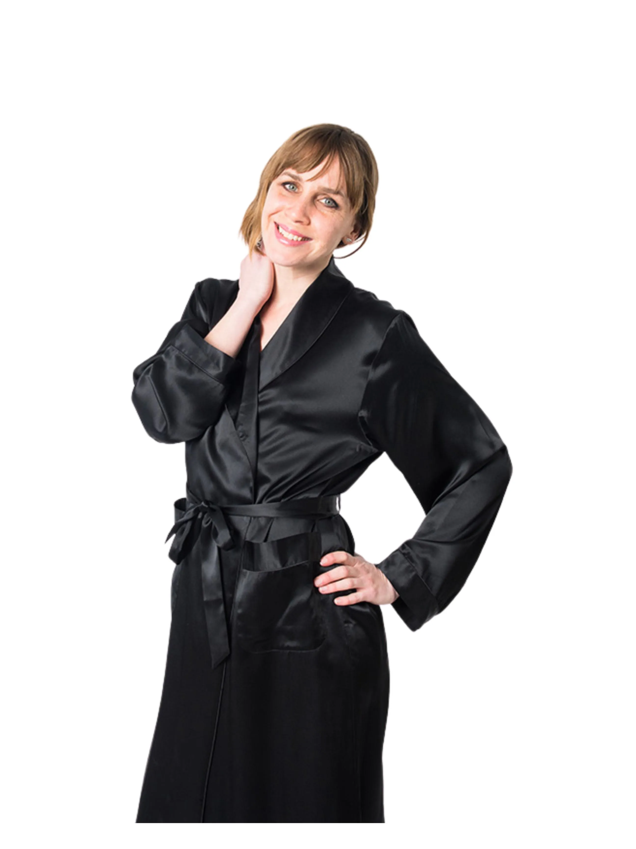 Women's Black Mulberry Silk Robe