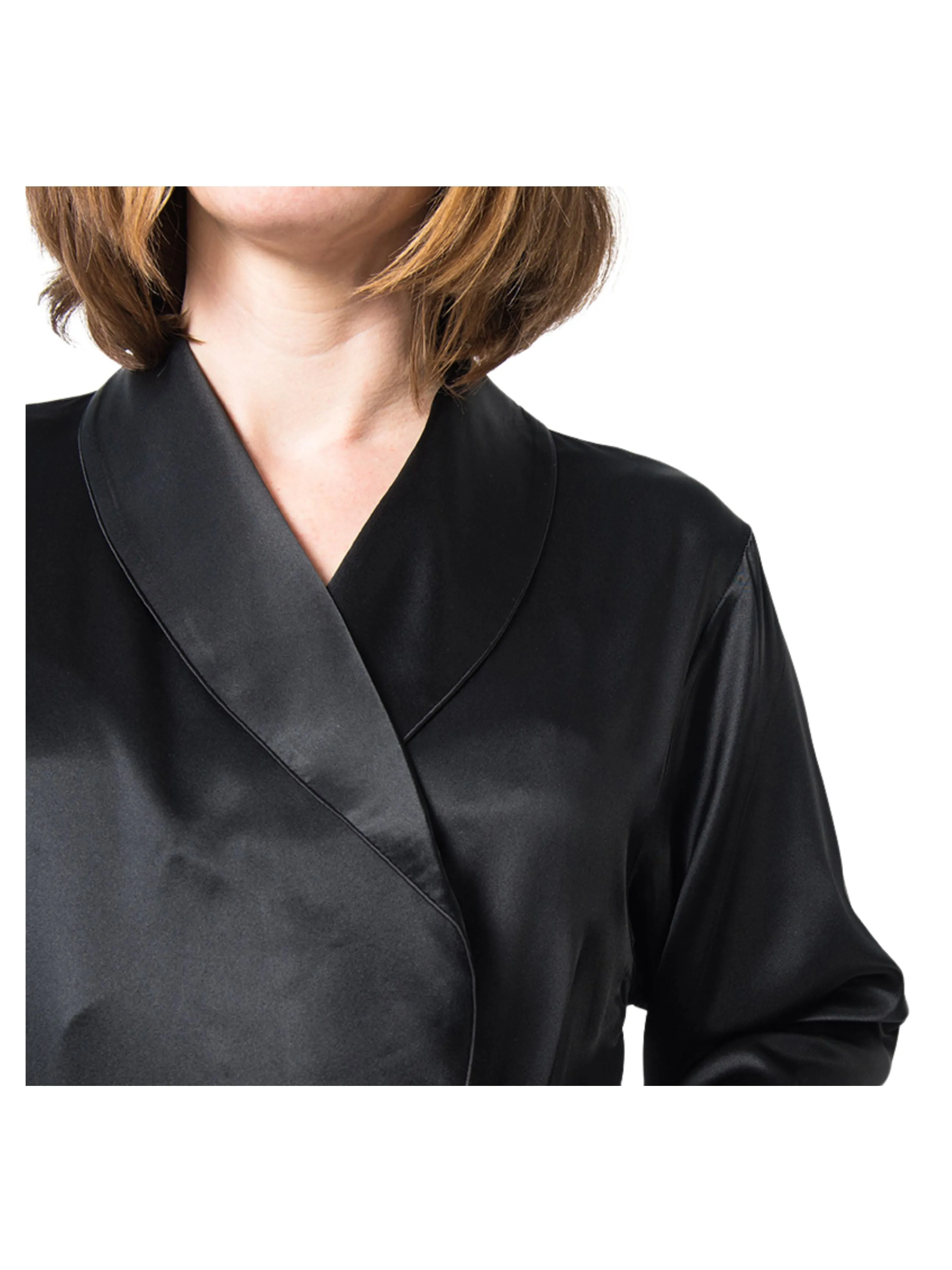 Women's Black Mulberry Silk Robe